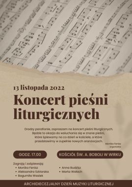 Koncert pieśni liturgicznych - zaproszenie